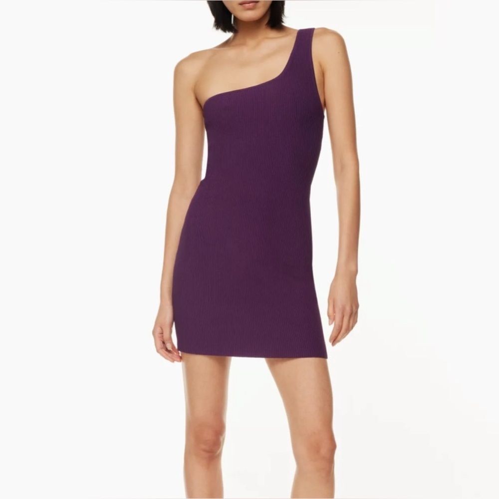 Aritzia Babaton Sculpt Knit One-Shoulder Dress in Dewberry Purple size XS